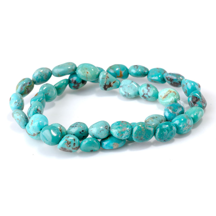 Hubei Turquoise 9-10x10-12mm Green-Blue Nugget Beads - 15-16 Inch - 68429