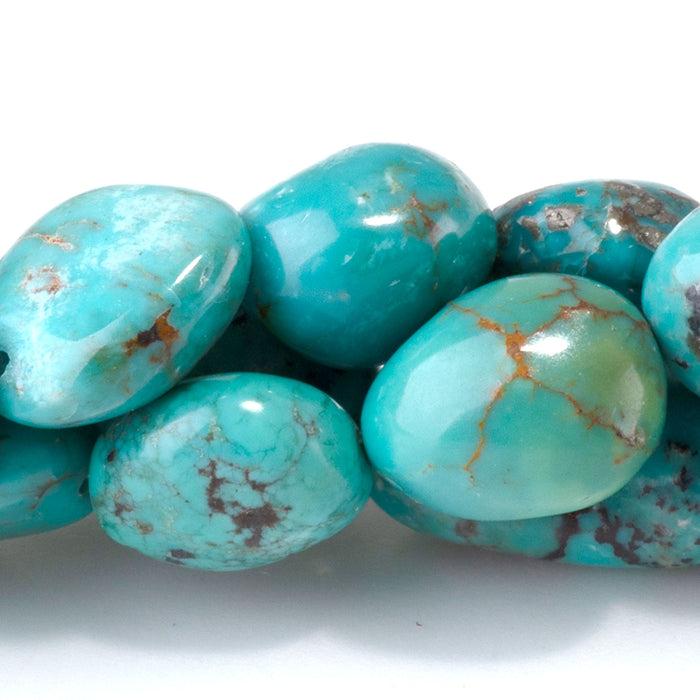 Hubei Turquoise 9-10x10-12mm Green-Blue Nugget Beads - 15-16 Inch - 68429
