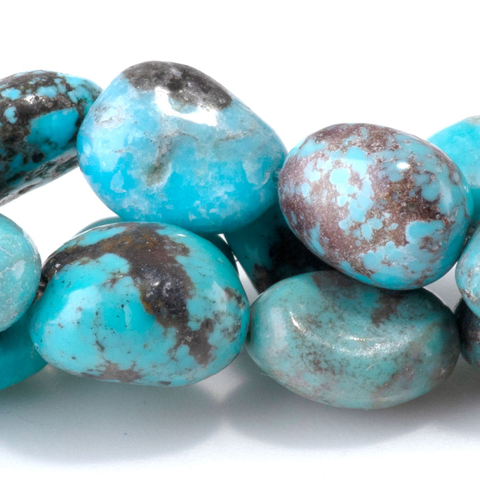 Hubei Turquoise 7-9x9-13mm Blue-Green Nugget Beads - 15-16 Inch - 68430