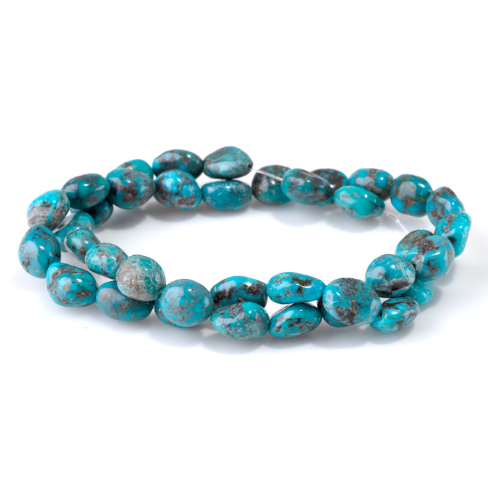 Hubei Turquoise 8-10x8-12mm Blue Nugget Beads - 15-16 Inch - 68431