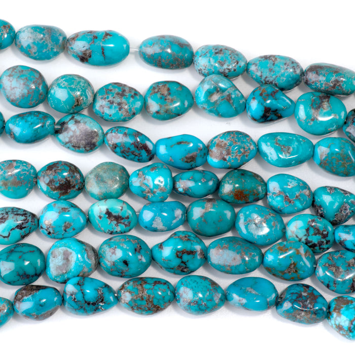 Hubei Turquoise 8-10x8-12mm Blue Nugget Beads - 15-16 Inch - 68431