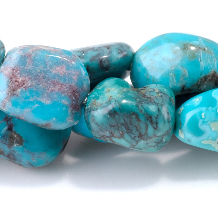 Hubei Turquoise 7-10x9-12mm Blue Nugget Beads - 15-16 Inch - 68432