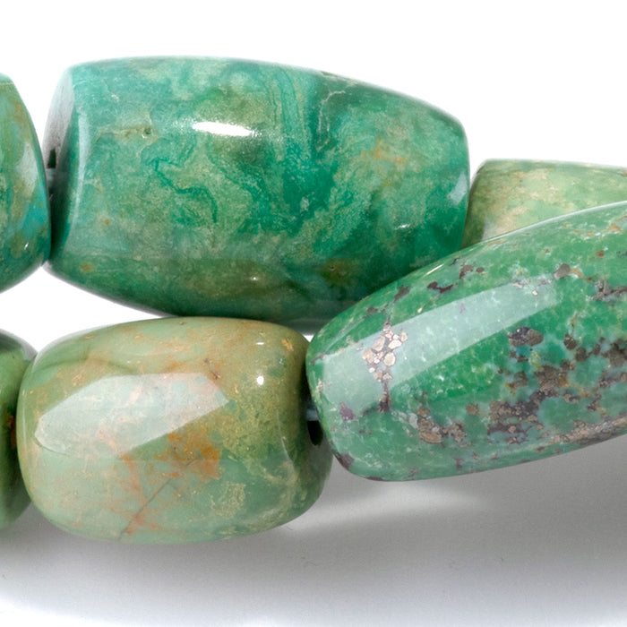 Hubei Turquoise 9-12x8-29mm Green Graduated Rice & Barrel Beads - 15-16 Inch