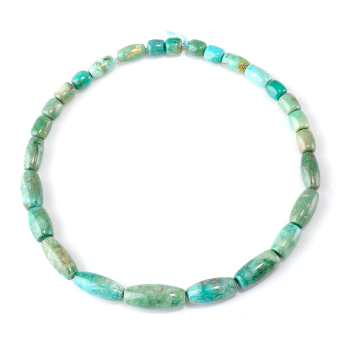 Hubei Turquoise 9-12x8-29mm Green Graduated Rice & Barrel Beads - 15-16 Inch