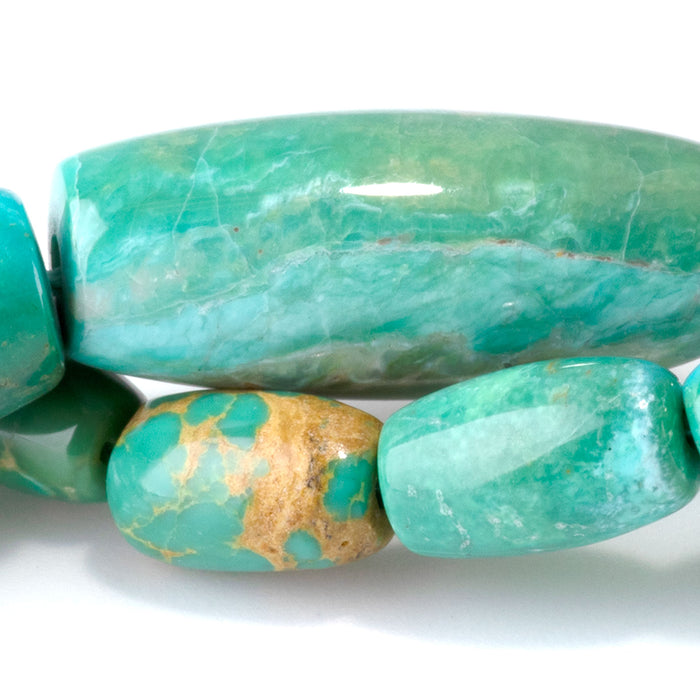 Hubei Turquoise 6-11x10-25mm Green & Blue Graduated Rice & Barrel Beads - 15-16 Inch