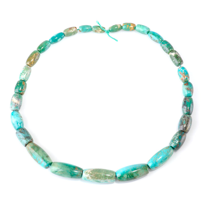 Hubei Turquoise 6-11x10-25mm Green & Blue Graduated Rice & Barrel Beads - 15-16 Inch
