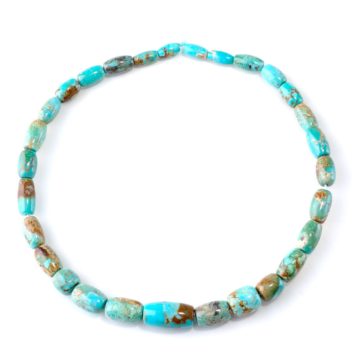 Hubei Turquoise 6-12x10-22mm Blue/Green/Brown Graduated Rice & Barrel Beads - 15-16 Inch