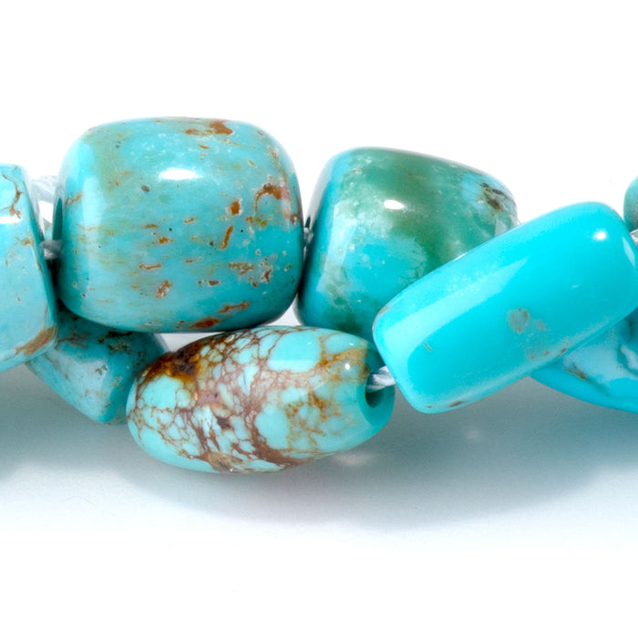 Hubei Turquoise 5-10x10-16mm Blue Graduated Barrel & Rice Beads - 15-16 Inch