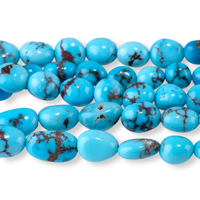 Egyptian Turquoise 3x4-8x10mm Light Blue Graduated Free Form Oval - 15-16 Inch