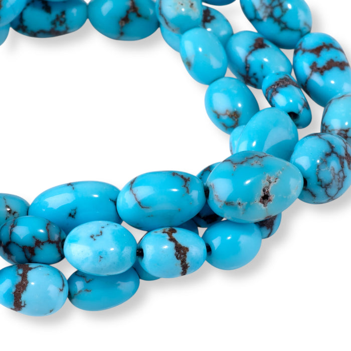Egyptian Turquoise 3x4-8x10mm Light Blue Graduated Free Form Oval - 15-16 Inch