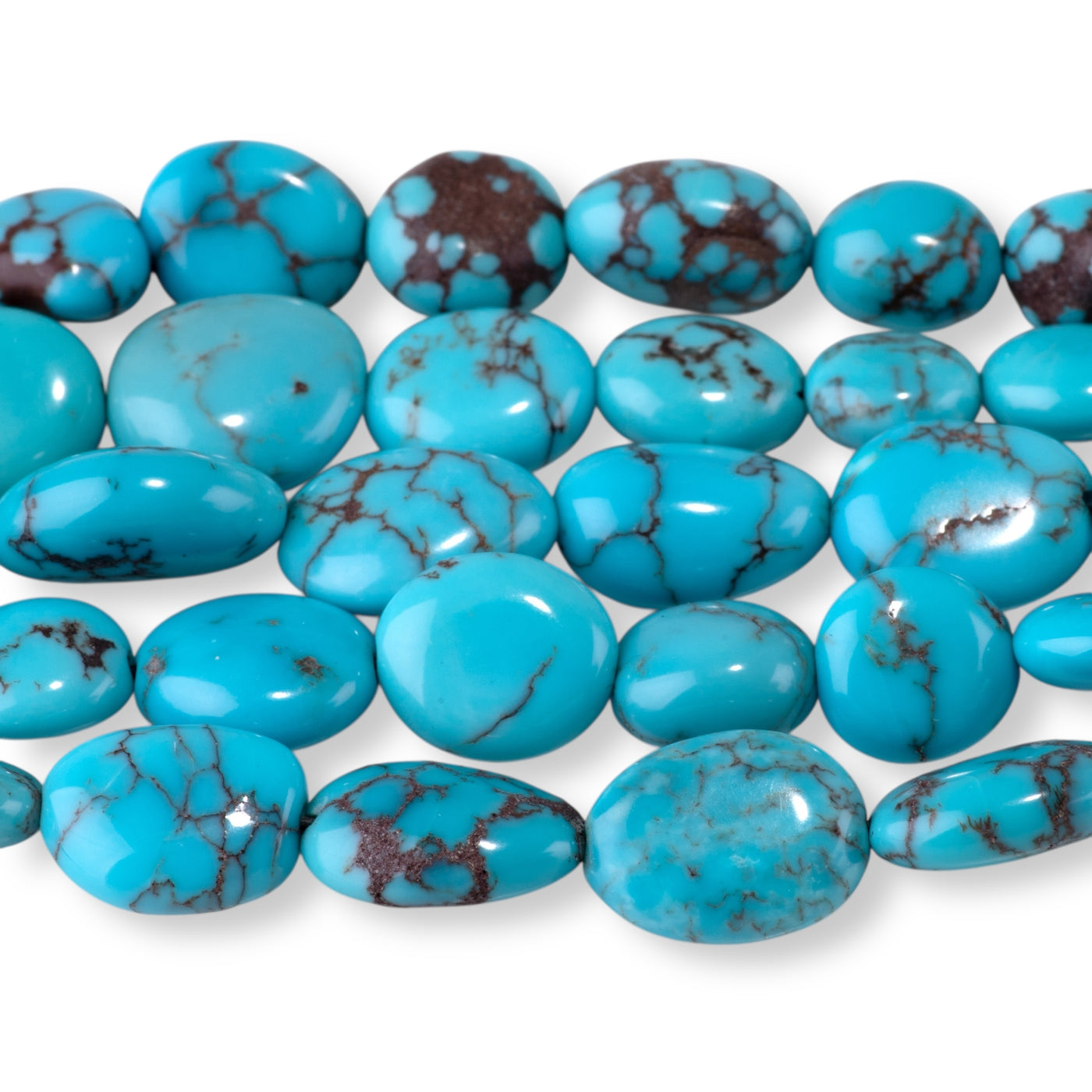 Grad Stone Egyptian Turquoise 4x6-10x14mm Graduated Free Form Oval - 15-16 Inch ...
