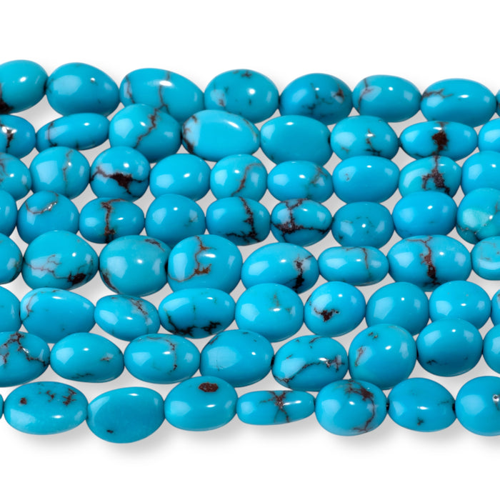 Egyptian Turquoise 5x7-7x9mm Graduated Free Form Oval - 15-16 Inch