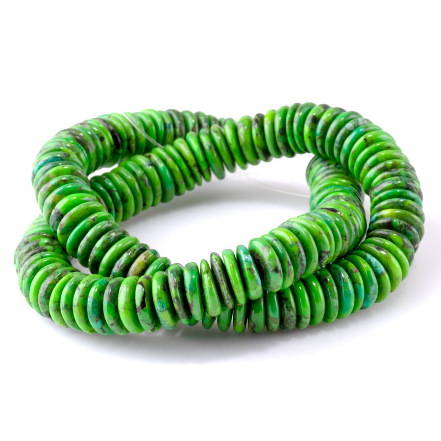 Turquoise 12mm Disc Green - 15-16 Inch