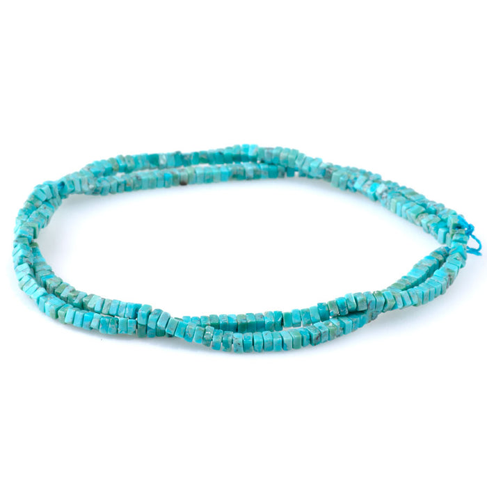 Hubei Turquoise 1x2mm Thin Square Rondelle A Grade - 15-16 Inch