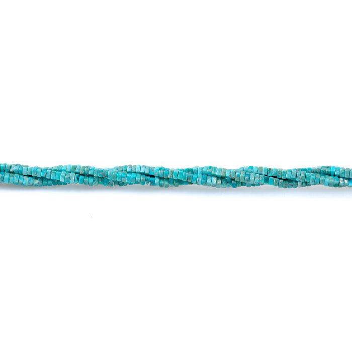 Hubei Turquoise 1x2mm Thin Square Rondelle A Grade - 15-16 Inch