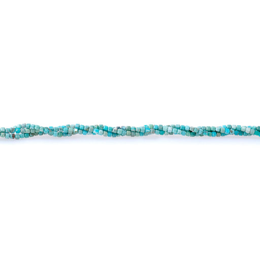 This is a Dakota Stones 2-5mm Hubei Turquoise Light Blue Gemstone strand with AAA grade faceted cube beads in 15-16 inch strand.