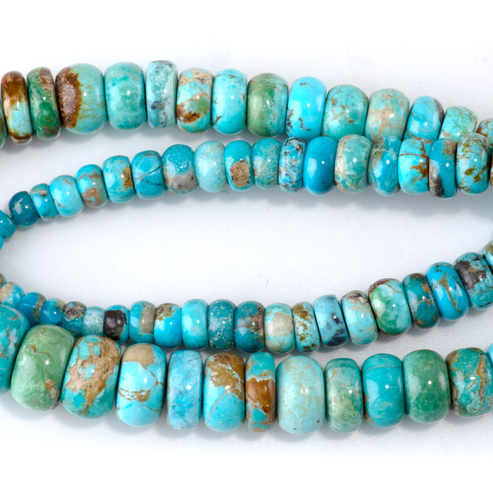 Hubei Turquoise 3-7x5-13mm Light Blue Graduated Rondelle Beads - 15-16 Inch