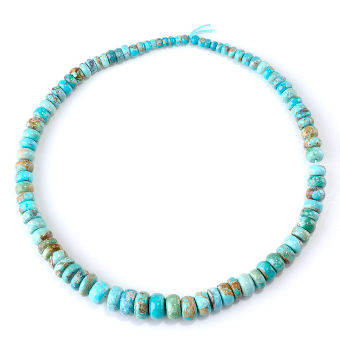 Hubei Turquoise 3-7x5-13mm Light Blue Graduated Rondelle Beads - 15-16 Inch