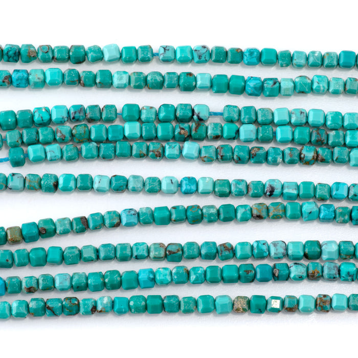 Hubei Turquoise 3mm Green Table Cut Cube 15-16 Inch