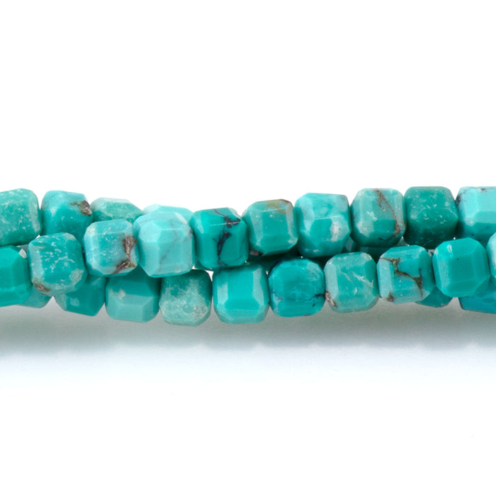Hubei Turquoise 3mm Green Table Cut Cube 15-16 Inch