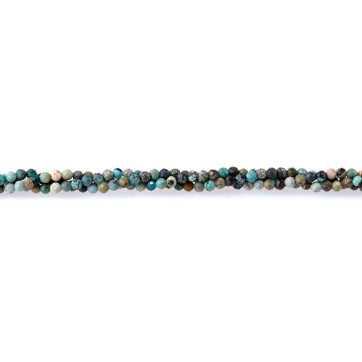 This is a Dakota Stones 3mm Hubei Turquoise Gemstone strand with faceted round beads in 15-16 inch strand.
