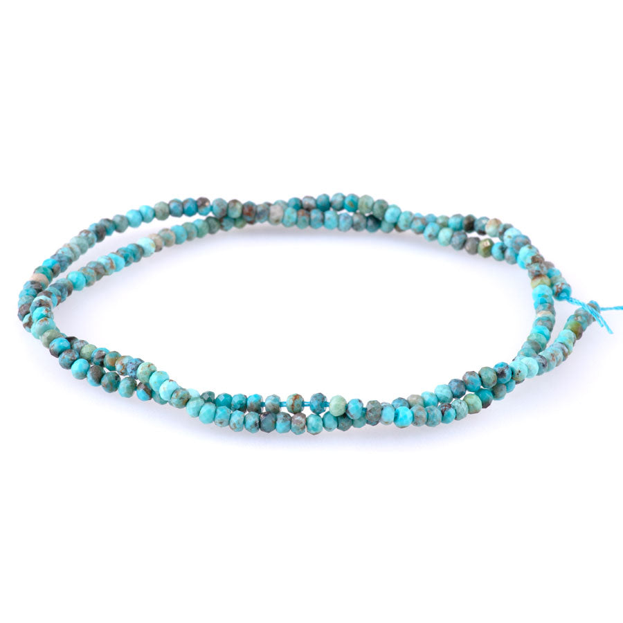 Hubei Turquoise Blue 3mm Rondelle Faceted, AA Grade - 15-16 Inch