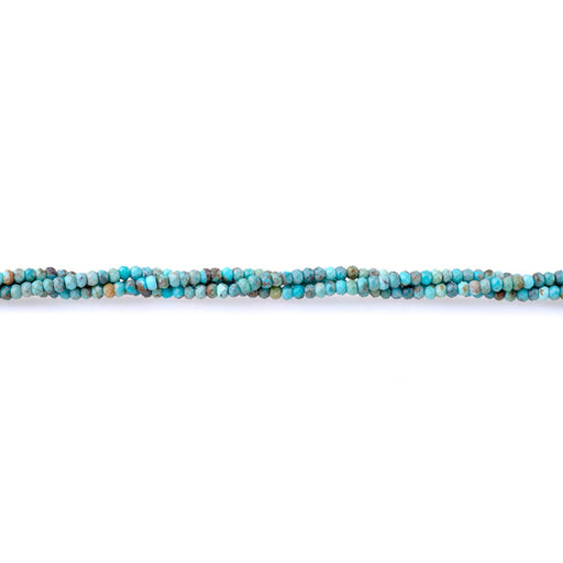 This is a Dakota Stones 3mm Hubei Turquoise Blue Gemstone strand with AA grade faceted rondelle beads in 15-16 inch strand.