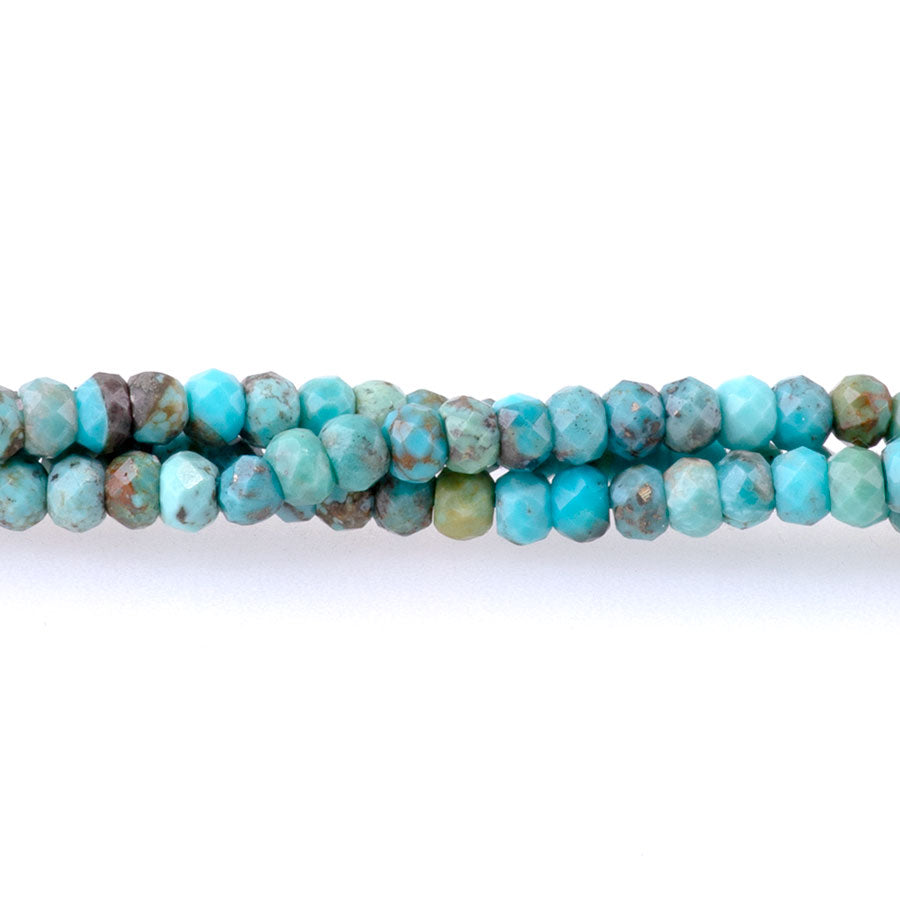 Hubei Turquoise Blue 3mm Rondelle Faceted, AA Grade - 15-16 Inch