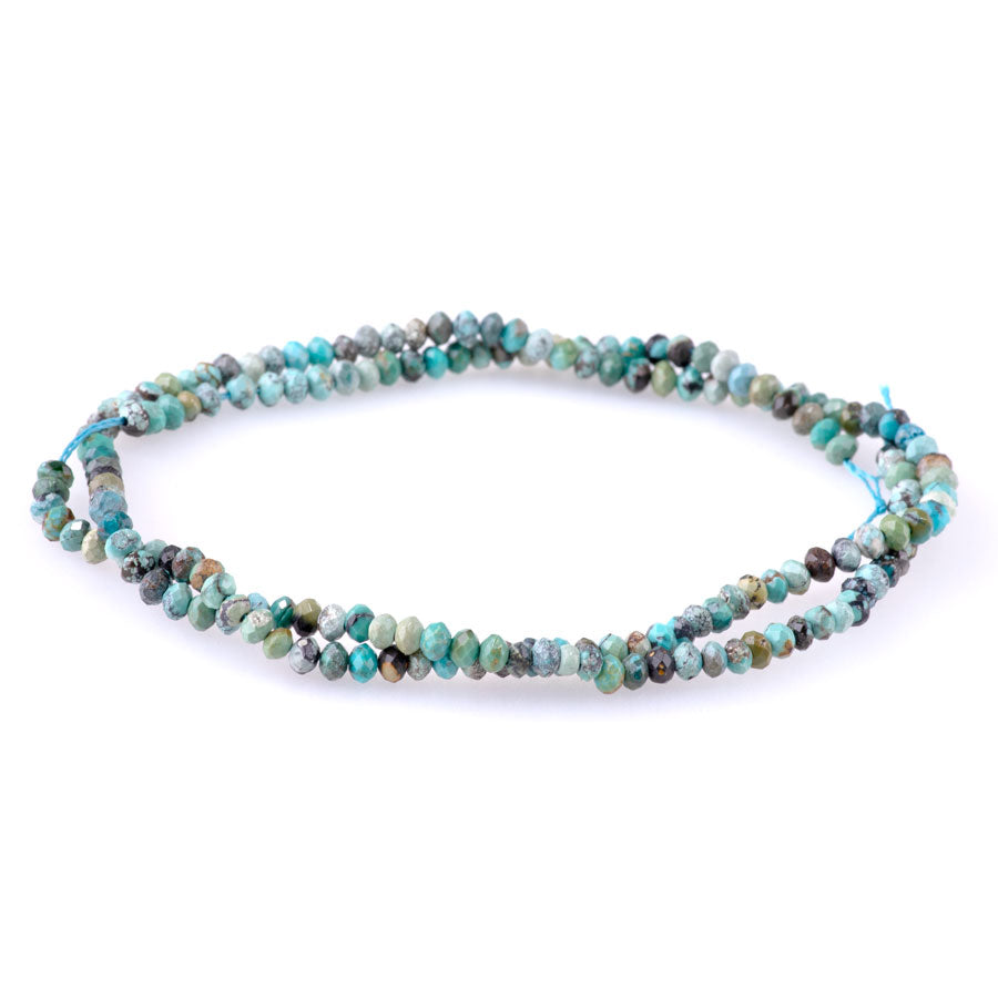 Hubei Turquoise Light Blue with Matrix 3mm Rondelle Faceted, AA Grade - 15-16 Inch