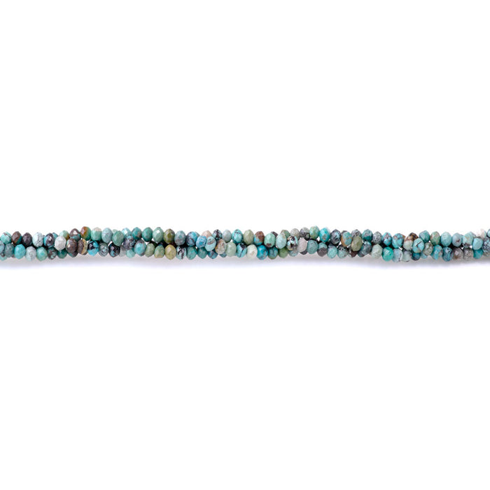 Hubei Turquoise Light Blue with Matrix 3mm Rondelle Faceted, AA Grade - 15-16 Inch