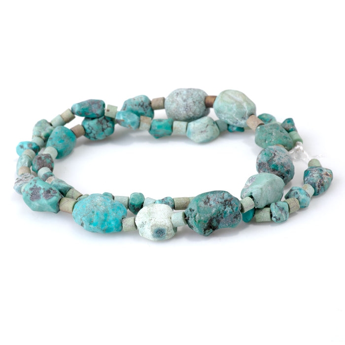 Hubei Turquoise Graduated Nugget with Tube Spacer Beads - 15-16 Inch