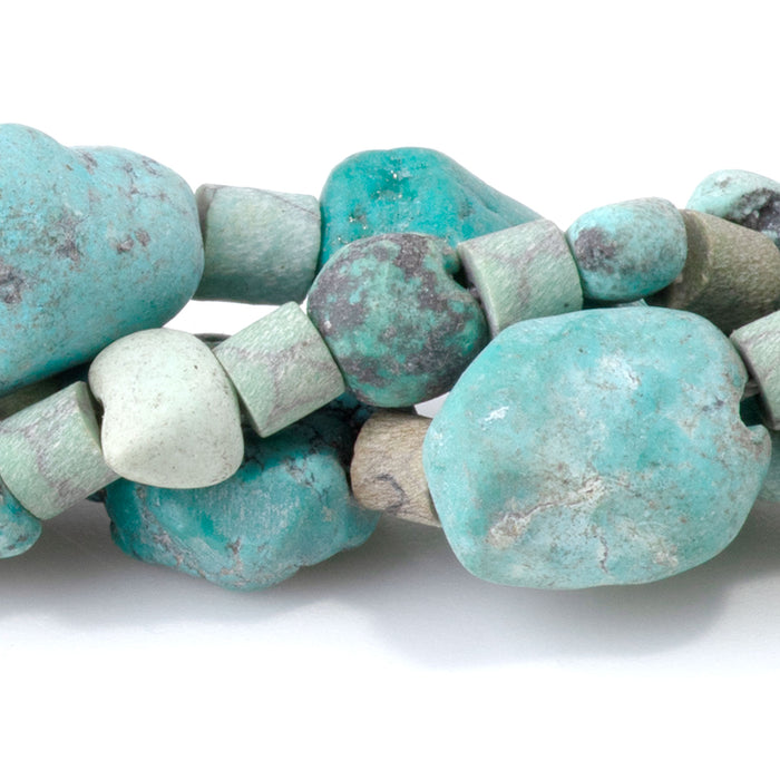 Hubei Turquoise Graduated Nugget with Tube Spacer Beads - 15-16 Inch