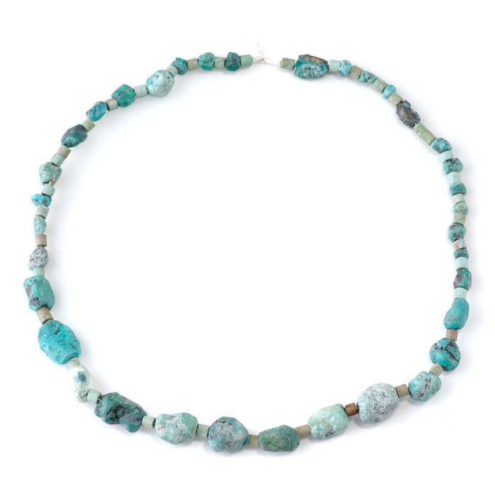Hubei Turquoise Graduated Nugget with Tube Spacer Beads - 15-16 Inch