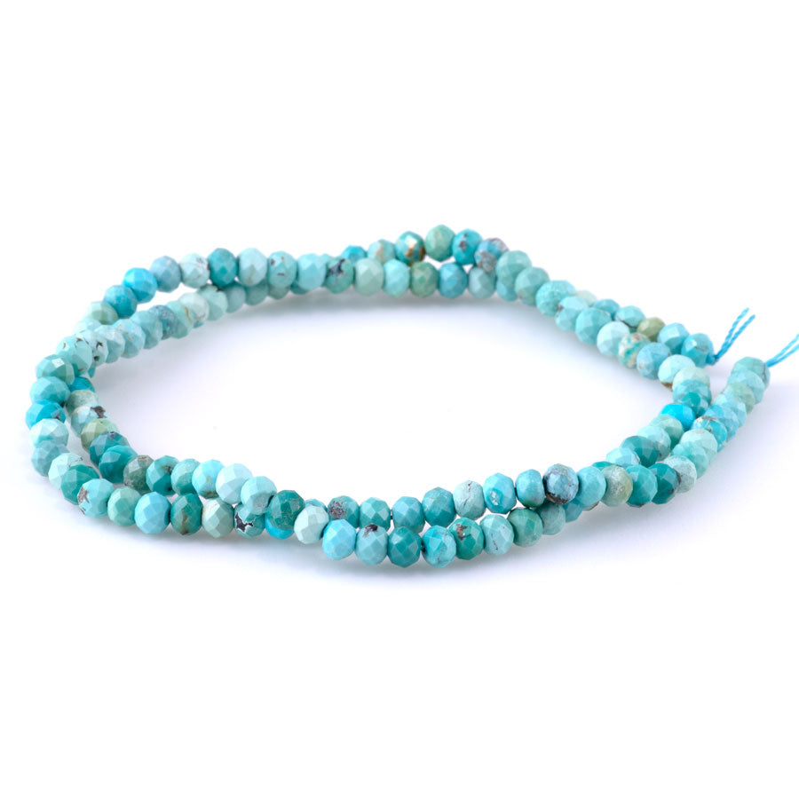 Hubei Turquoise Blue 4mm Rondelle Faceted AAA Grade - 15-16 Inch