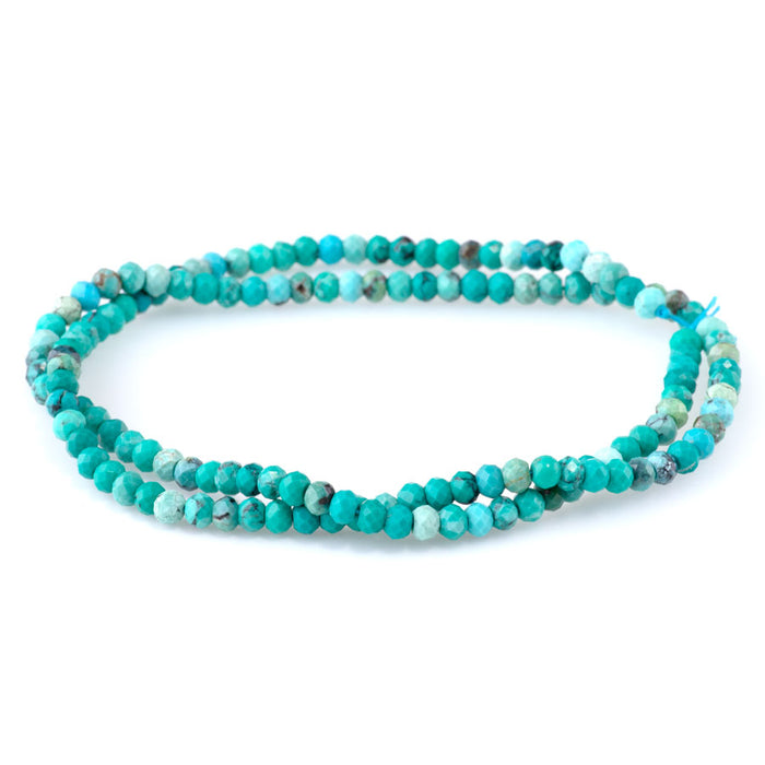 Hubei Turquoise Green Blue 4mm Rondelle Faceted AAA Grade - 15-16 Inch