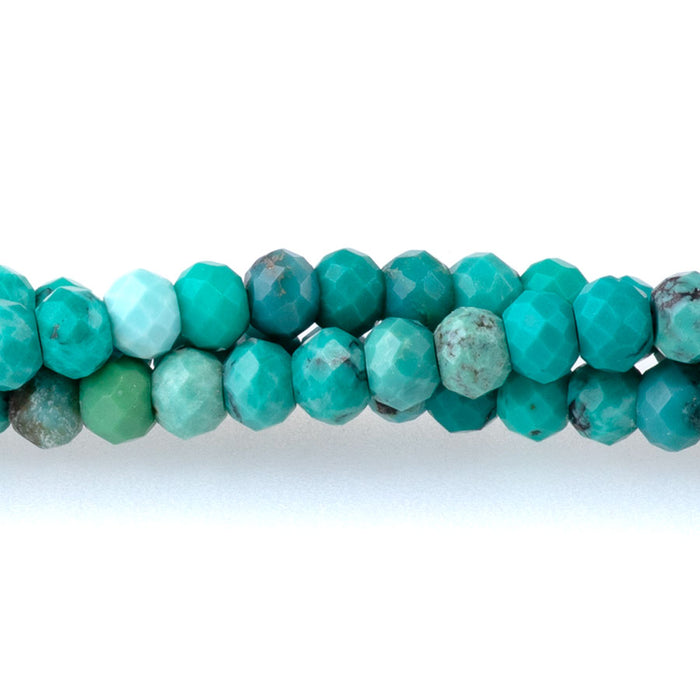 Hubei Turquoise Green Blue 4mm Rondelle Faceted AAA Grade - 15-16 Inch