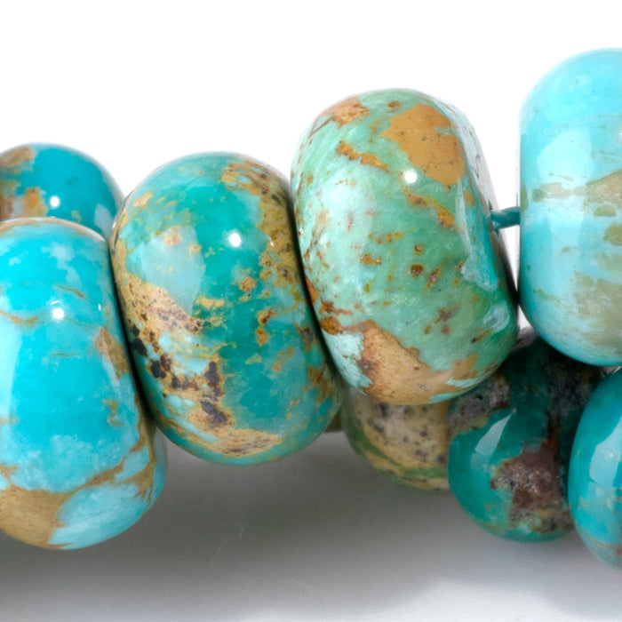 Hubei Turquoise 5-8x8-13mm Blue/Green/Brown Graduated Rondelle Beads - 15-16 Inch
