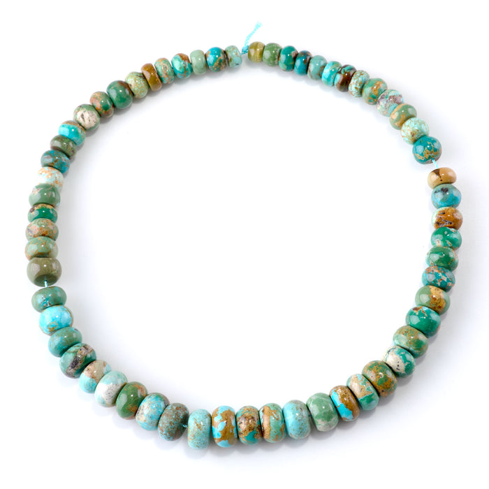 Hubei Turquoise 5-8x8-13mm Blue/Green/Brown Graduated Rondelle Beads - 15-16 Inch