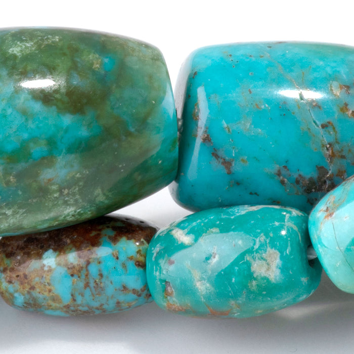Hubei Turquoise 5-15x11-24mm Blue & Green Graduated Barrel Beads - 15-16 Inch
