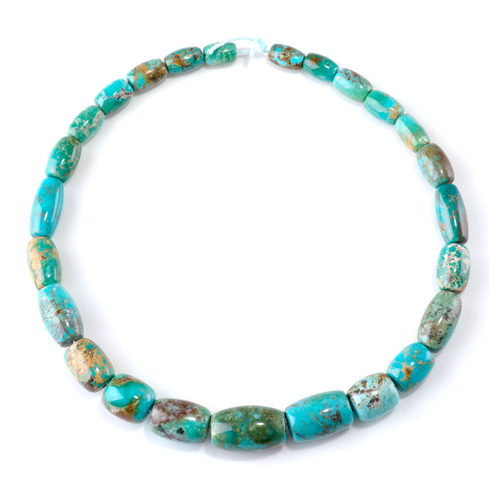 Hubei Turquoise 5-15x11-24mm Blue & Green Graduated Barrel Beads - 15-16 Inch