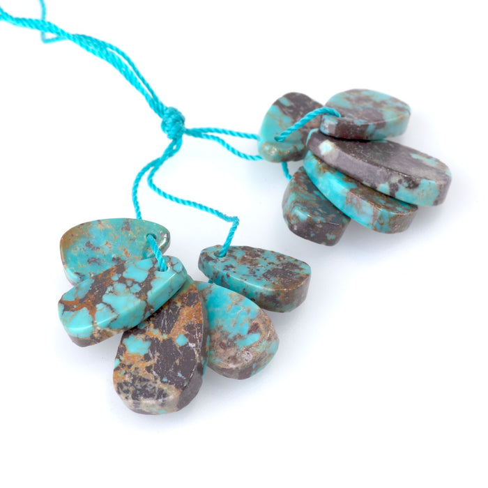 Hubei Turquoise with Matrix 6-9x11-16mm Blue Corn Two 5pc Sets (10pcs)