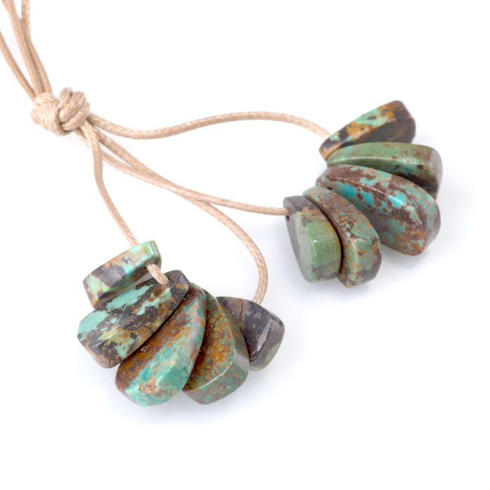 Hubei Turquoise 6-9x11-16mm Brown & Green Corn Two 5pc Sets (10pcs)