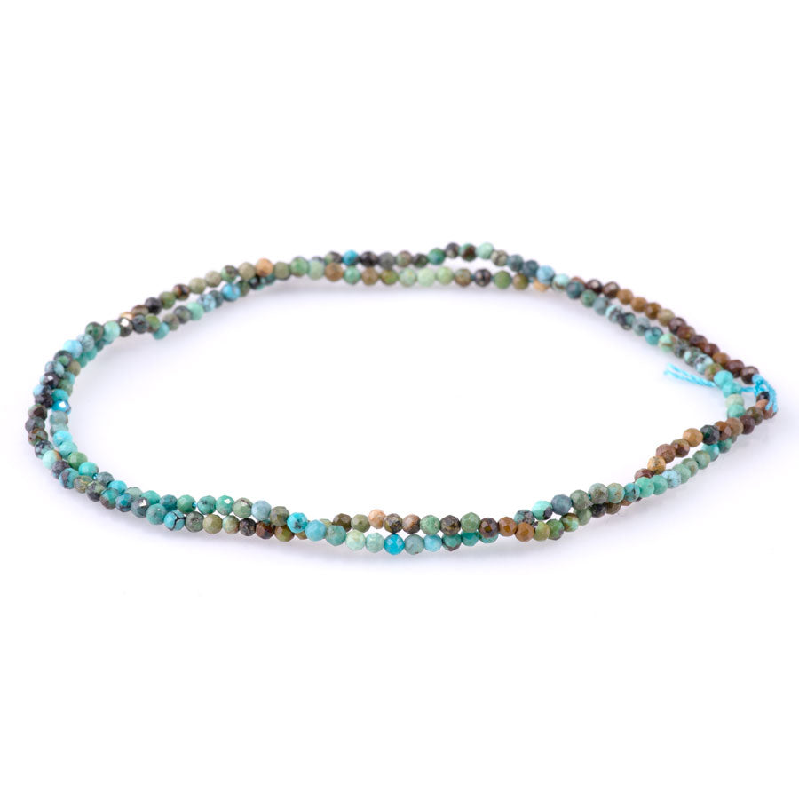 Hubei Turquoise Banded Brown/Yellow/Blue 2mm Round Faceted - 15-16 Inch