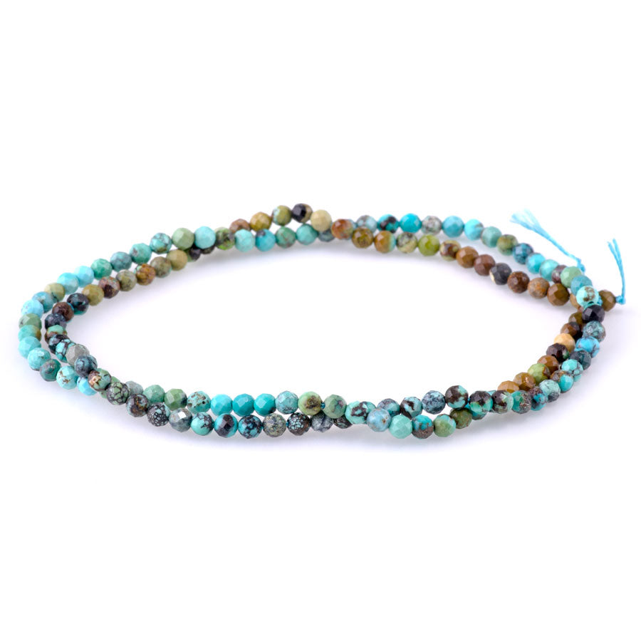 Hubei Turquoise Banded Brown/Blue/Black/Olive 3mm Round Faceted - 15-16 Inch