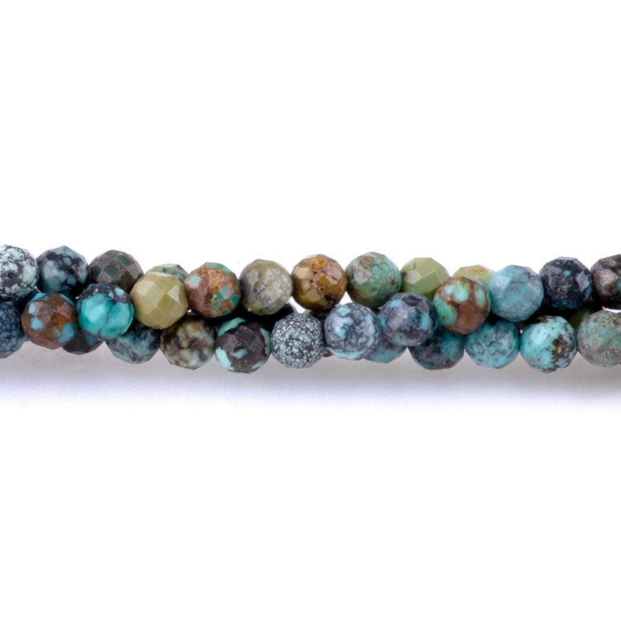 Hubei Turquoise Banded Brown/Blue/Black/Olive 3mm Round Faceted - 15-16 Inch