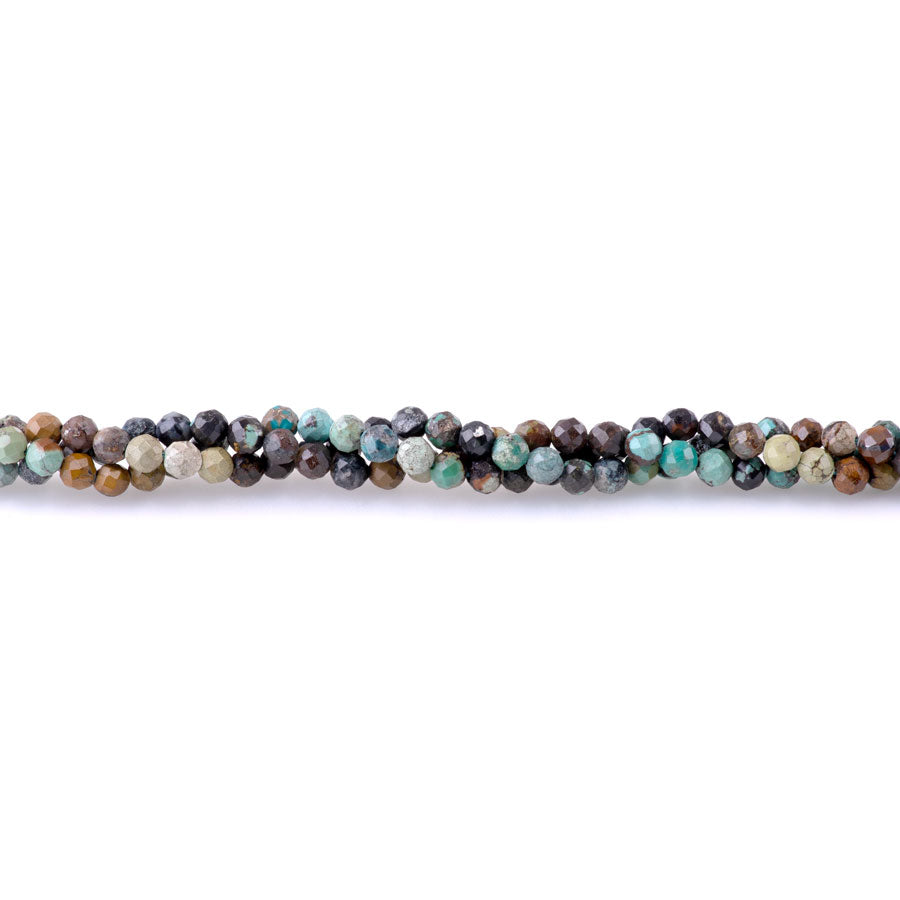Hubei Turquoise Banded Blue/Brown/Black 4mm Round Faceted - 15-16 Inch