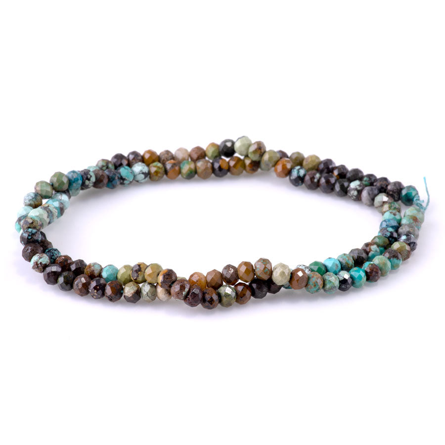 Hubei Turquoise Blue/Brown/Black 3x4mm Rondelle Faceted - 15-16 Inch