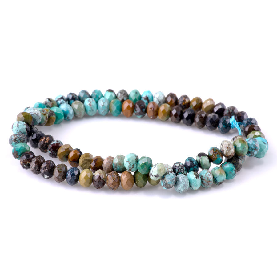 Hubei Turquoise Faceted Blue/Brown/Black 4x6mm Rondelle Faceted - 15-16 Inch