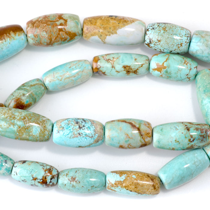 Hubei Turquoise 7-11x14-25mm Light Blue Graduated Rice Beads - 15-16 Inch