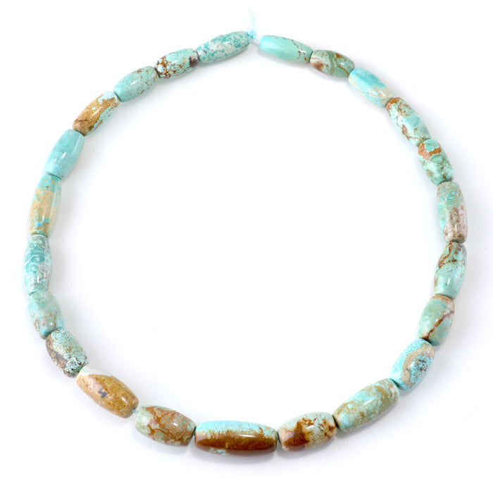 Hubei Turquoise 7-11x14-25mm Light Blue Graduated Rice Beads - 15-16 Inch